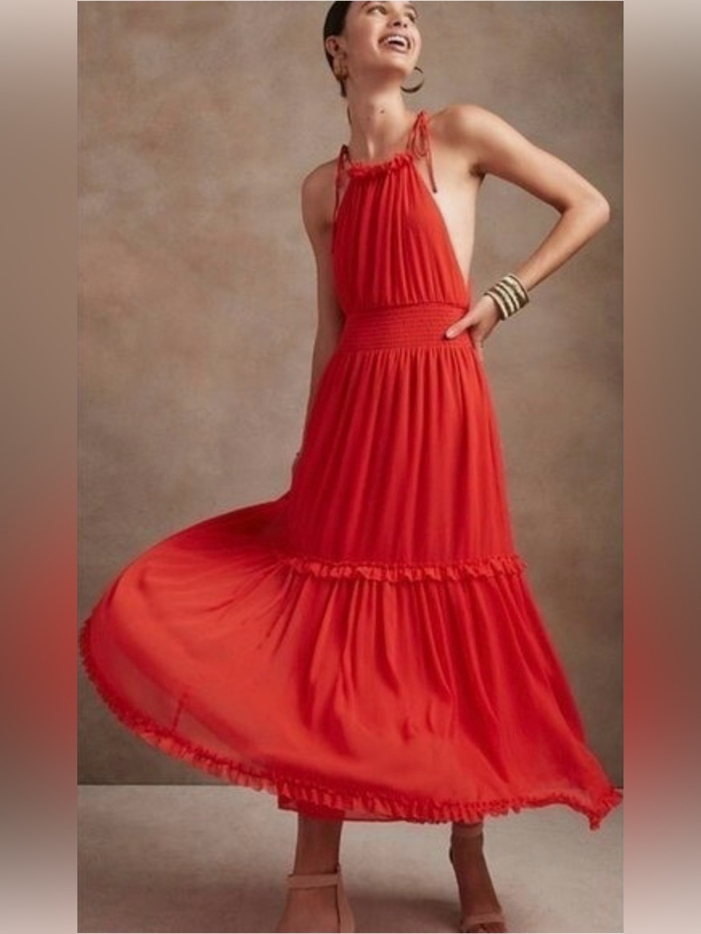 NWT Banana Republic Cutaway Ruffle Maxi M